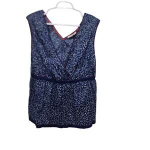Boden Women’s Size 18 Navy White Dot Print Cotton Sleeveless Top